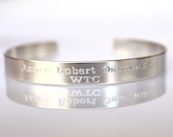Engravable Cuff Bracelet in Silver Mens Personalized Bracelet silver 8mm wide Unisex size Boyfriend Gift, Boyfriend or Husband Gift
