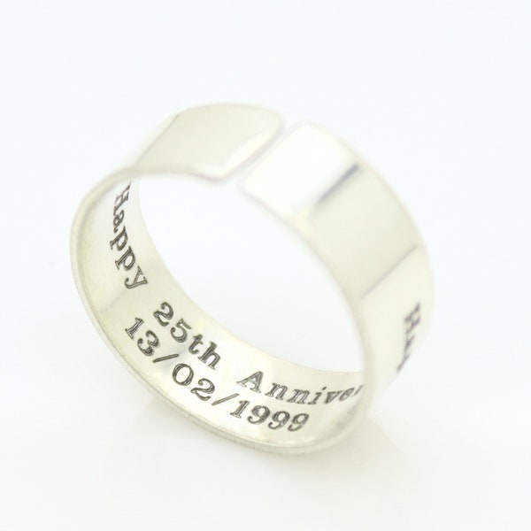 Men Anniversary Ring - Personalized Ring for Men - 925 Sterling silver Band - Gift for Husband - Gift for Him - Custom Message Ring