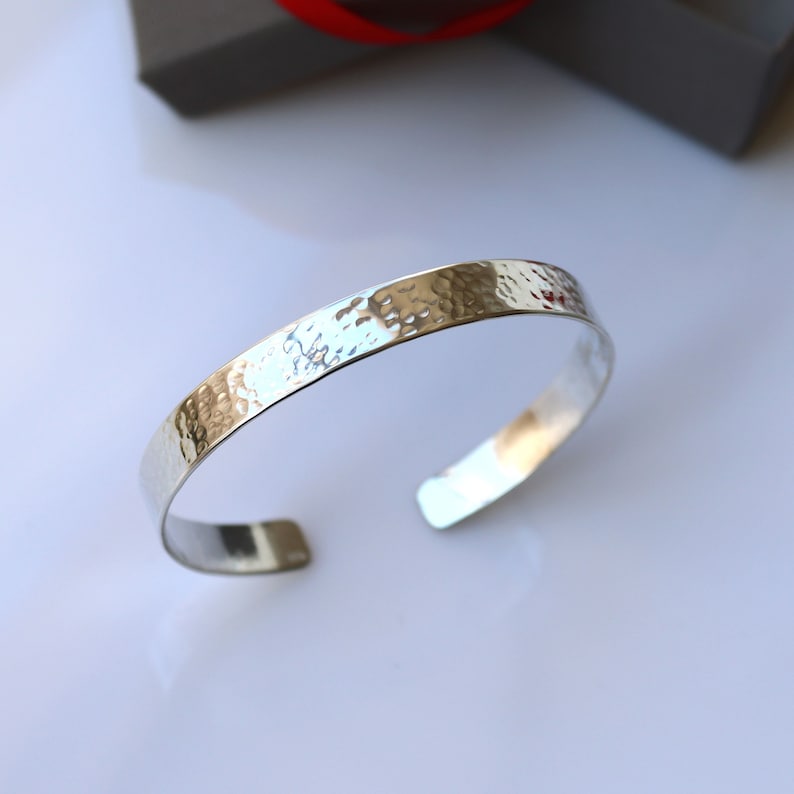 Hammered silver bangle bracelets