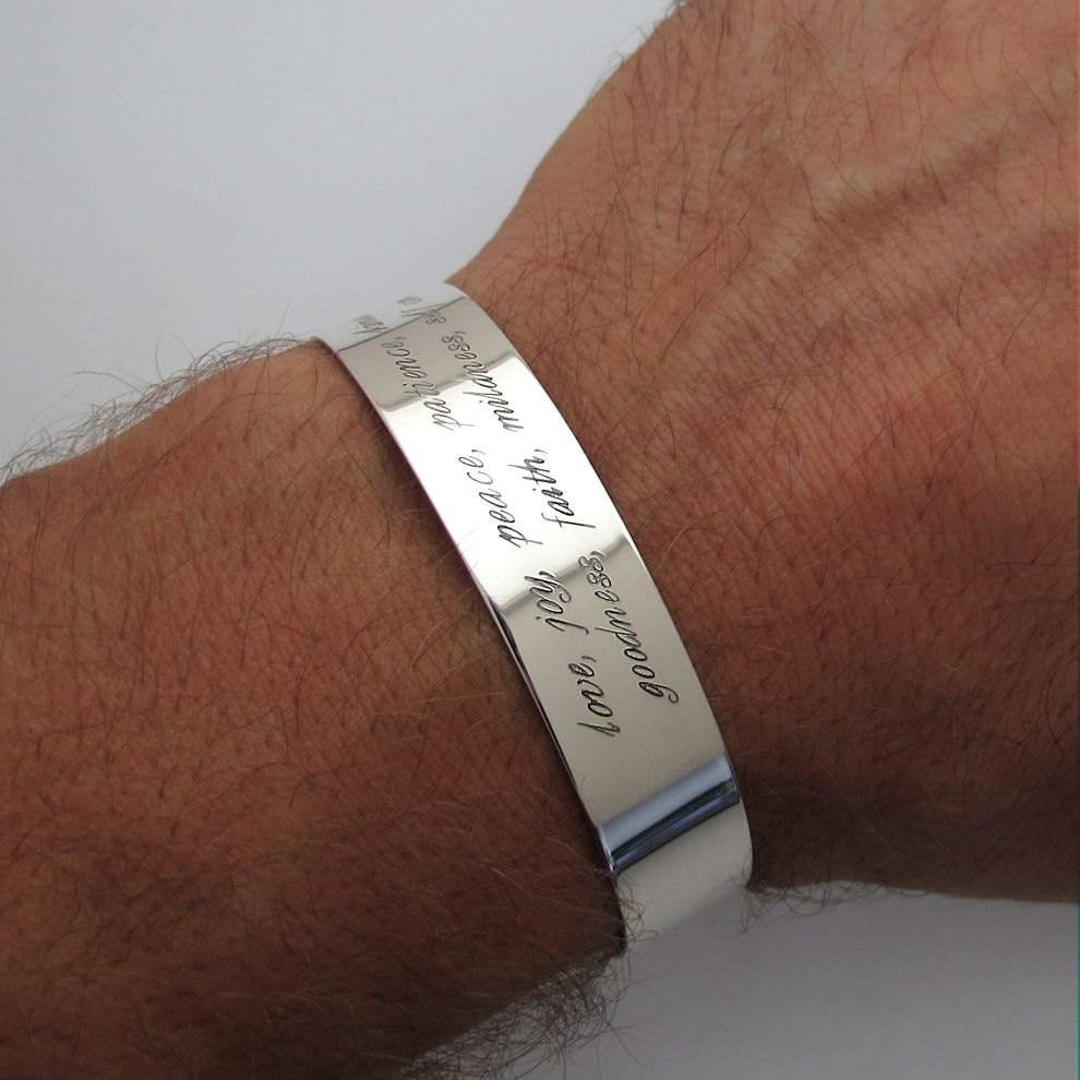 Personalized Cuff Bracelet for Men 925 Sterling Silver Cuff Etsy