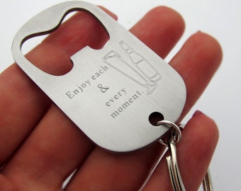 Bottle Opener Keychain Personalized Boyfriend Gift Groomsmen, Dad Gift Custom Metal Keychain, Husband Gift Mens Birthday Gift