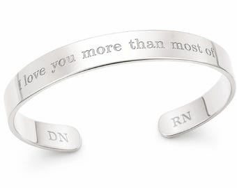 Custom Engraved Silver Bracelet for Boyfriend Personalized cuff Bracelet for Men Initials Silver Cuff Bracelet Husband Gift for him