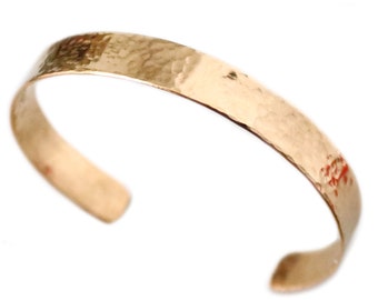 Hammered 14K Gold Filled Cuff Bracelet - Adjustable Textured Bangle