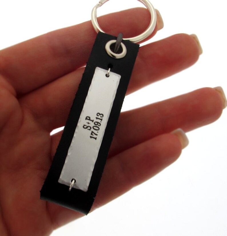 Custom Mens Keychain Personalized Leather Keychain Groomsmen Etsy