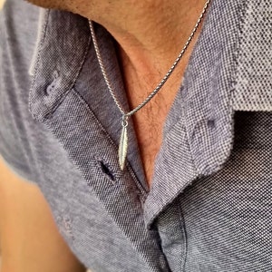 Feather Pendant Necklace For men, Boyfriend Gift Mens Necklaces Waterproof Silver Feather, Mens Birthday Gift, Mens Jewelry