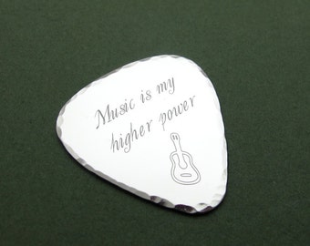 Custom Guitar Pick, Musician Gift Personalized Music Lovers Gift Guitar Player Gift Engraved Pick Silver Plectrum Mens Gift playable gift