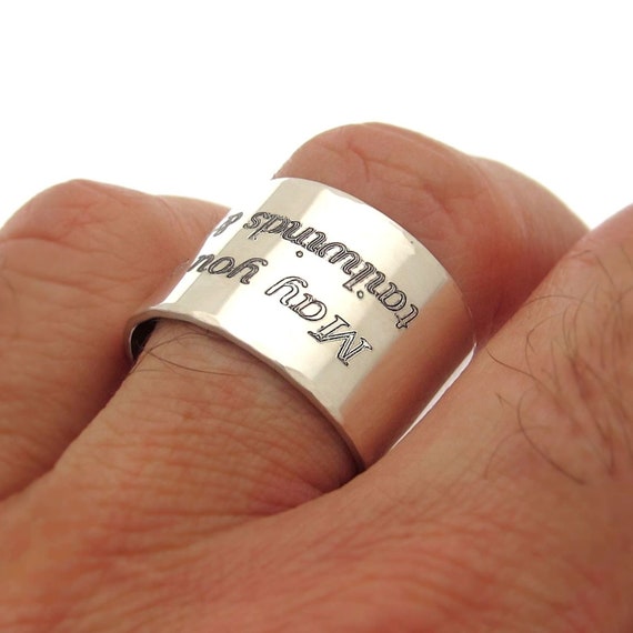 Personalized Mens Ring Custom Wide Mens Ring Engraved Sterling Silver Ring for Men Boyfriend Gift Men Wedding Band Inspirational Ring Etsy
