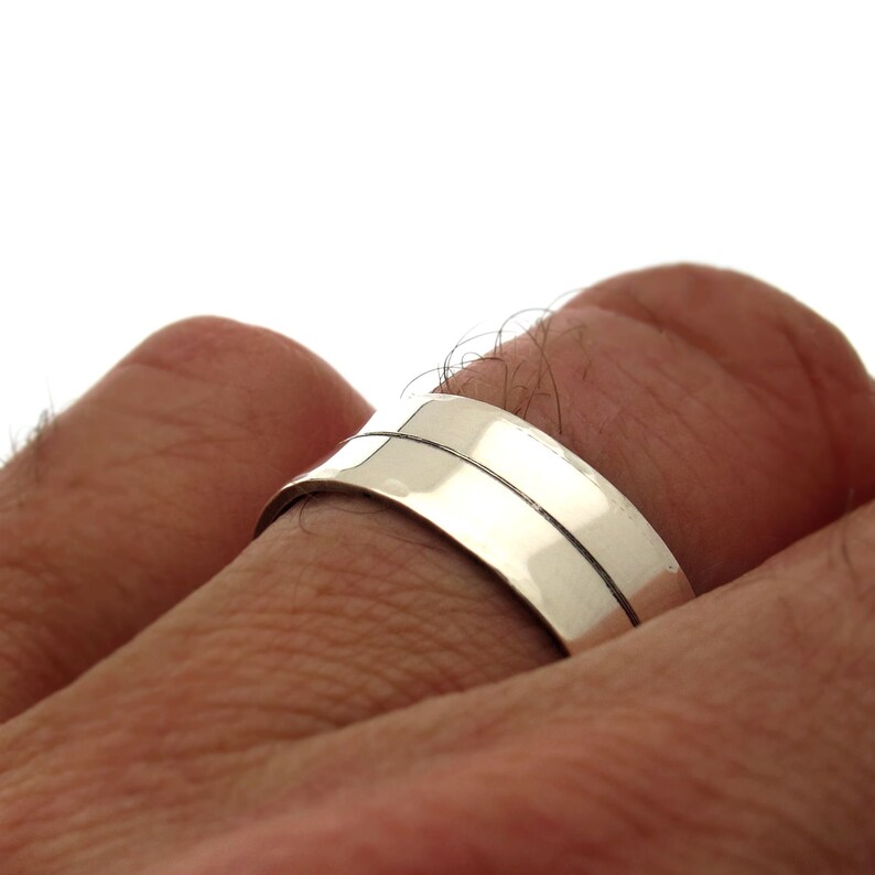 Sterling Silver Line Ring for Men Personalized Mens Ring Etsy