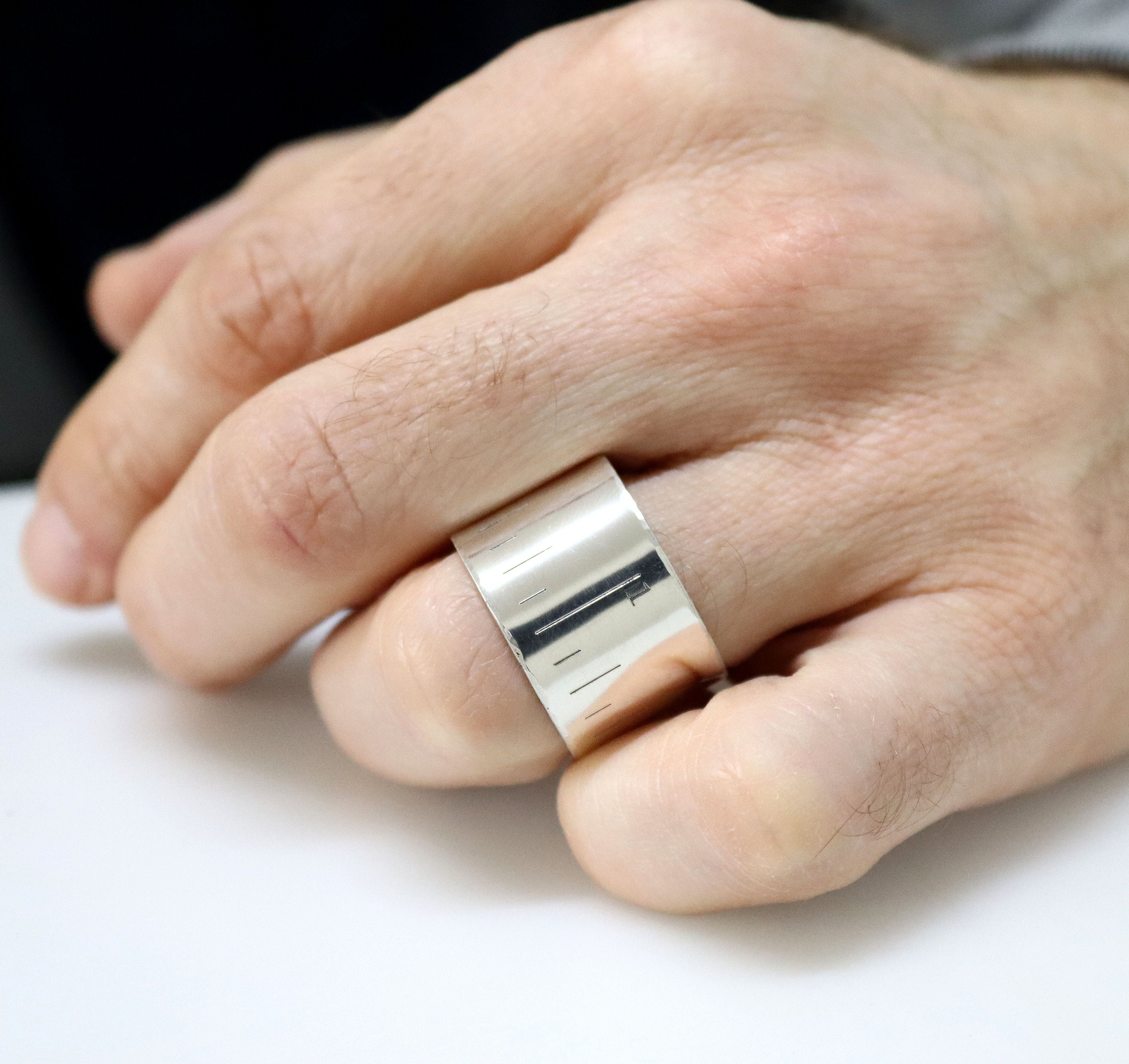 Mens Wide Ring 925 Sterling Silver Band for Men Custom Message Rings Personalized Mens Ring Thick Silver Ring Engraved Band Gift for Him Etsy