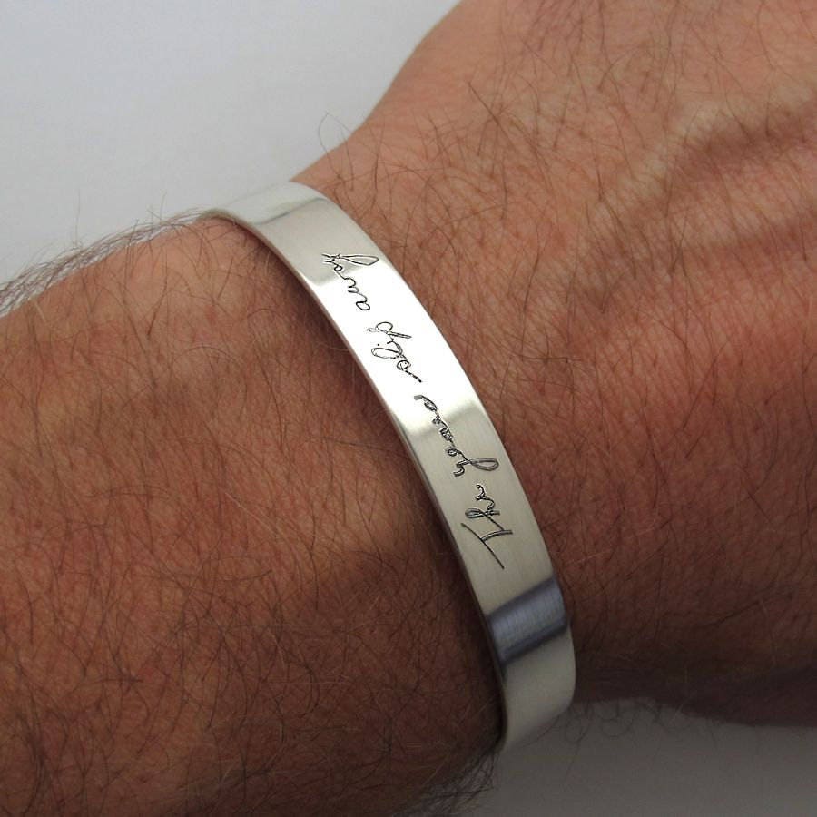 Handwriting Cuff Bracelet for Men Sterling Silver Mens Etsy