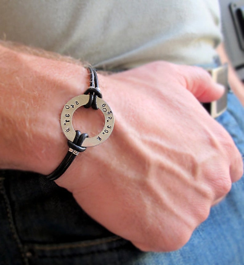 Coordinates Bracelet for Men Leather Bracelet for men Longitude Latitude Personalized Mens Bracelet Leather Cuff GPS Bracelet Birthday Gift image 5