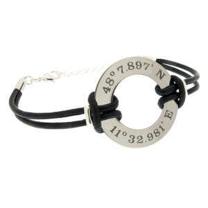 Coordinates Bracelet for Men Boyfriend gift Leather Bracelet Latitude Personalized Mens Bracelet Birthday Gift him custom Design Bracelet