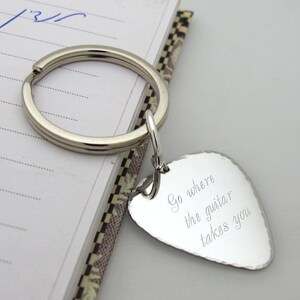 Custom Guitar Pick Keychain - Anniversary. Gifts for Guys. Husband. Musician Gifts. Personalized Plectrum. Fathers Day Gift. boyfriend gift