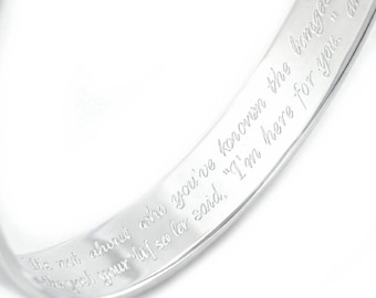 Secret Message Cuff Bracelet for Men, Hidden Text Engraved Bangle, Personalized Silver Cuff, Custom Font Bracelet, Boyfriend Gift, Mens Gift