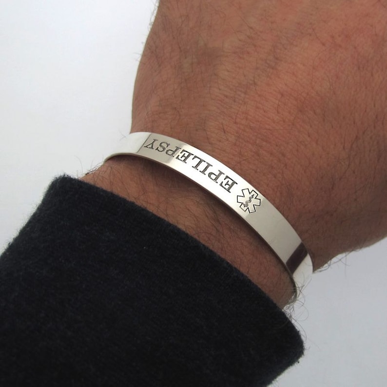 Epilepsy Bracelet Mens Medical Bracelet Medical Alert Bracelet Etsy