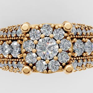 Lyxig diamantring 3DM-fil | CAD-design för smycken | 3D-utskrivbar förlovningsring av Rhino | Pavé-ringmodell | Digital nedladdning