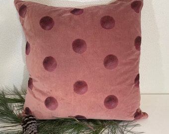 Rose, Green, Red, Rust Colored Velvet 20" Pillow Cover with multi color or Metallic Polka Dot