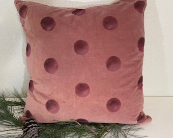 Rose, Red, Rust Colored Velvet  or white Canvas 20&quot; Pillow Cover with multi color or Metallic Polka Dot