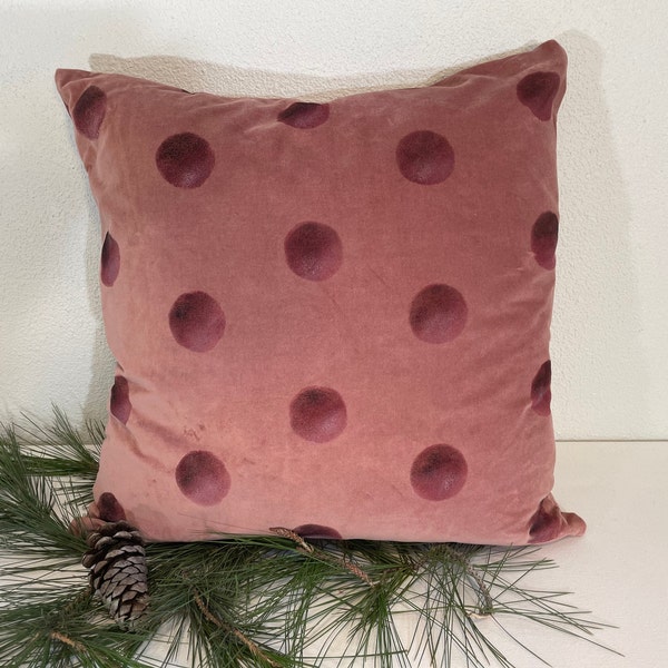 Rose, Green, Red, Rust Colored Velvet 20" Pillow Cover with multi color or Metallic Polka Dot