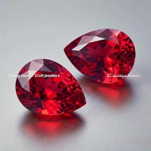 Huge 20 CT Lab Grown Certified Ruby, pear Cut, VVS1 Clarity Blood Red Color Ruby Gemstone 9x13 MM [2 pcs pair]  For jewelry