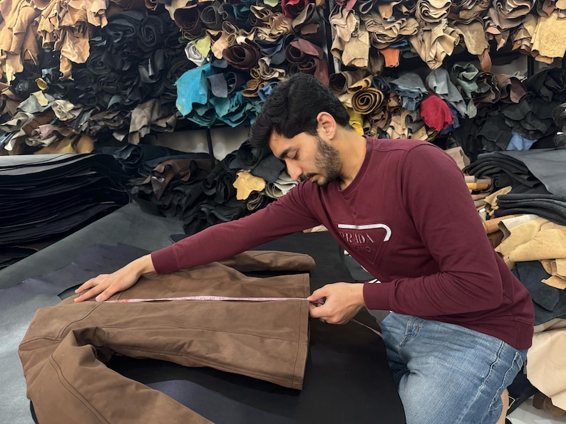 Men's Nubuck Cow Leather jacket – Custom Handmade Brown Cowhide Vintage Style Gift For Him image 13