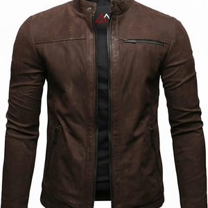 Men's Nubuck Cow Leather jacket – Custom Handmade Brown Cowhide Vintage Style Gift For Him Dark Brown