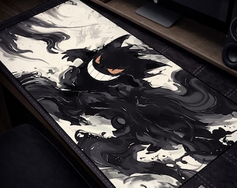 Gengar Mouse Pad – Dark Ink Swirl Gaming Desk Mat