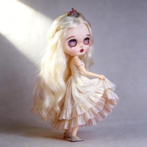 White Handmade Dress for OB24 Blythe 24cm Doll image 5