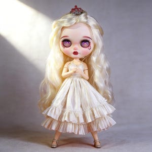 White Handmade Dress for OB24 Blythe 24cm Doll image 6