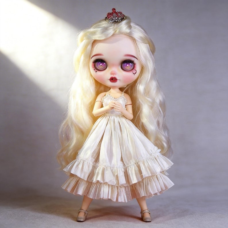 White Handmade Dress for OB24 Blythe 24cm Doll image 6