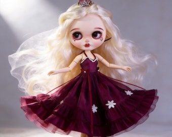 Handmade Layered Dress for OB24 Blythe 24cm Doll