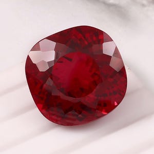14mm Rare Cushion Cut Stone, Finest Mozambique Red Ruby Gemstone