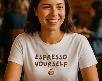 Camiseta Espresso Yourself, divertida camiseta para amantes del café, 100% algodón. Regalo ideal para baristas.