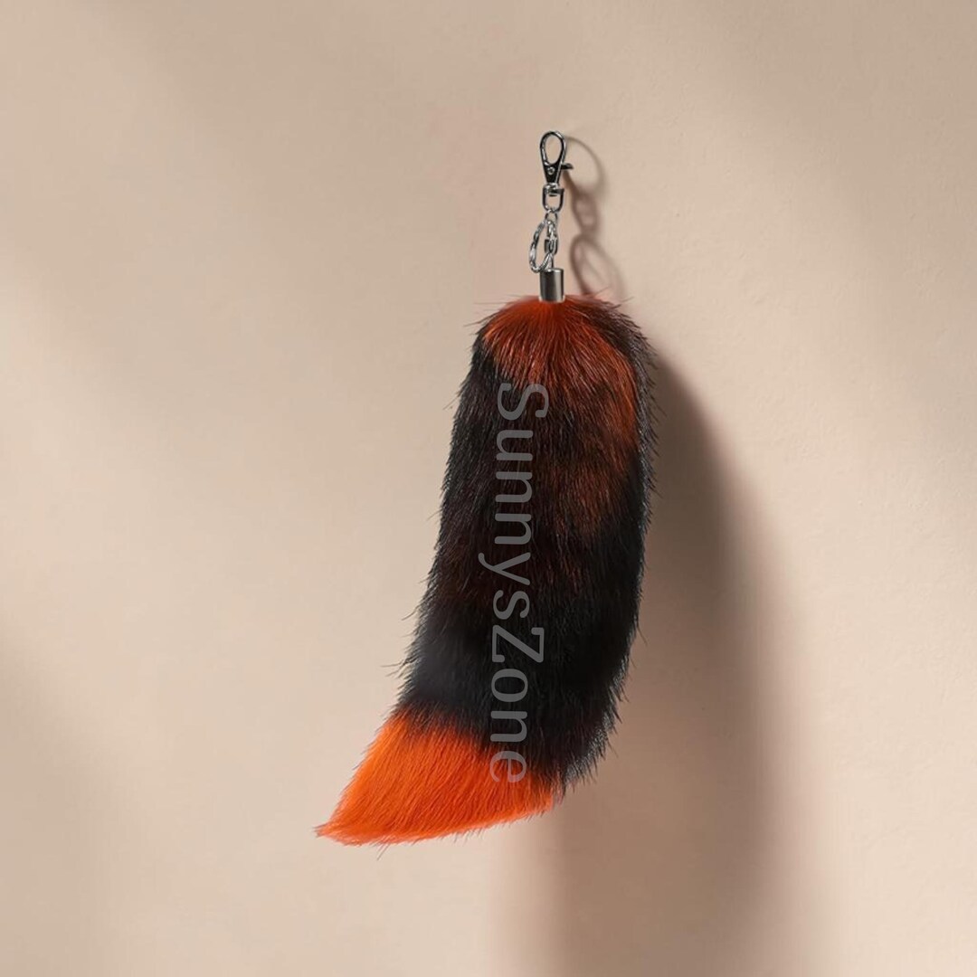 Fluffy Therian Fox Tail Keychain Realistic Fur Tail for Cosplay Red Fox ...