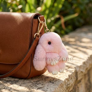 Fur Keychain Bunny Pom Bag - Etsy display picture 2
