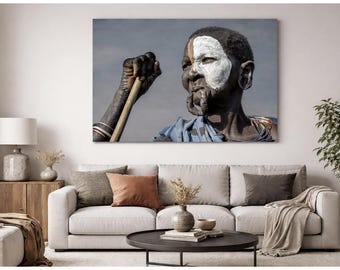 Fine Art African Portrait – Powerful Character Study with Traditional Face Paint