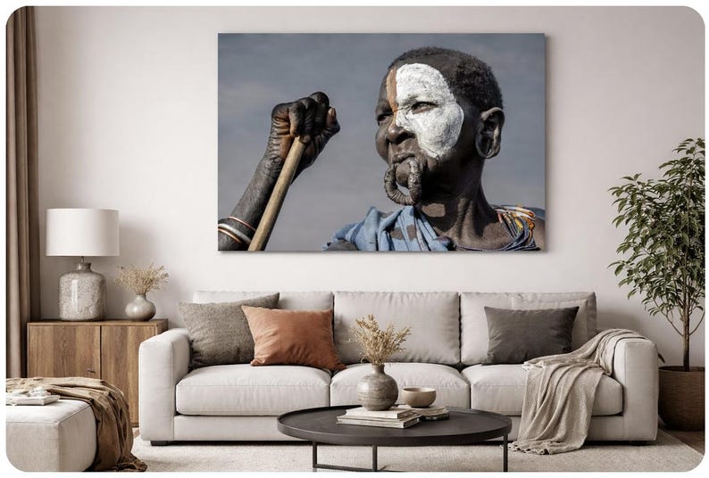 Fine Art African Portrait – Powerful Character Study with Traditional Face Paint image 1