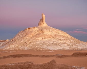 White Desert of Egypt at Sunset – Color Photography Print Set of 4 | Minimalist Wall Art Printable