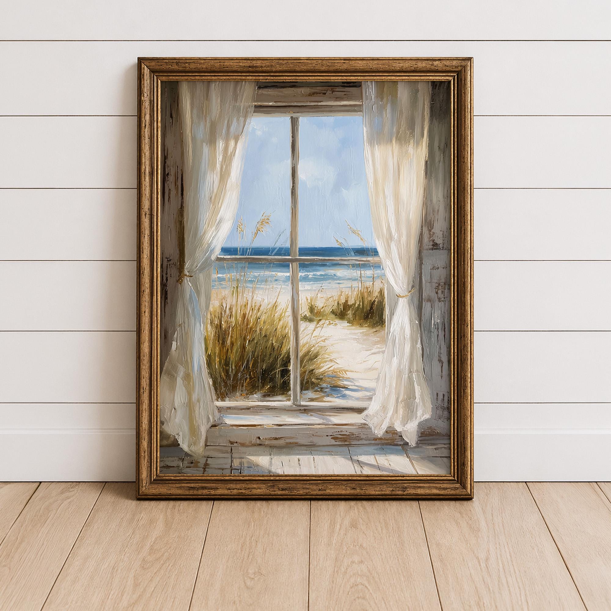 Coastal Window Wall Art Print, Beach View Printable, Ocean Window ...