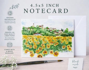 Watercolor Notecard | Sunflower | Original Watercolor Notecard| Handmade| Spiritual| Gift | Quote| Card | Print | All Occasion | Blank Card
