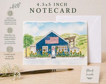 Watercolor Notecard | All Occasion Card | Truck with Flowers | Original Watercolor Notecard| Handmade| Gift | Old Truck | Card | Print