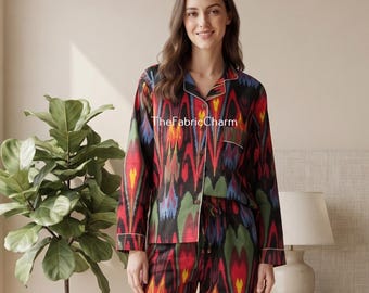 Conjunto de pijama de algodón con estampado de bloques hecho a mano, ropa de estar por casa, ropa de dormir de verano
