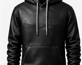 Handmade Black Sheepskin Leather Hoodie - Winter Streetwear - Etsy
