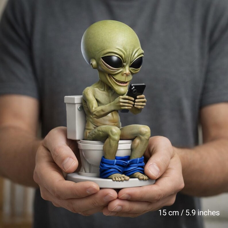 Alien Toilet Bobblehead STL | Funny Bathroom Decor | 3D Printable Alien ...