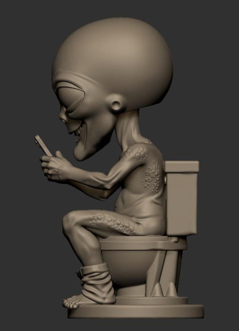 Alien Toilet Bobblehead STL | Funny Bathroom Decor | 3D Printable Alien ...