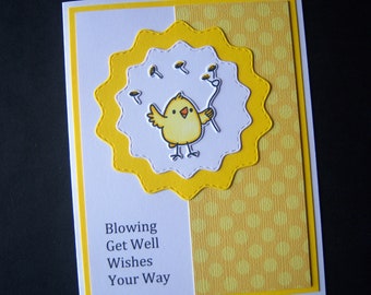 Chick with Dandelion Get Well Card