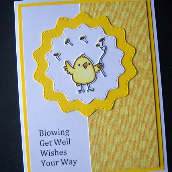 Chick with Dandelion Get Well Card