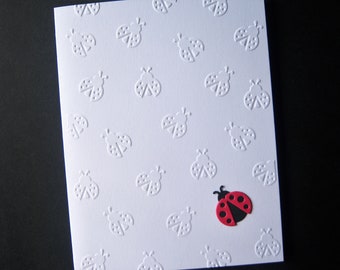 Set of 5 Embossed Ladybug Cards