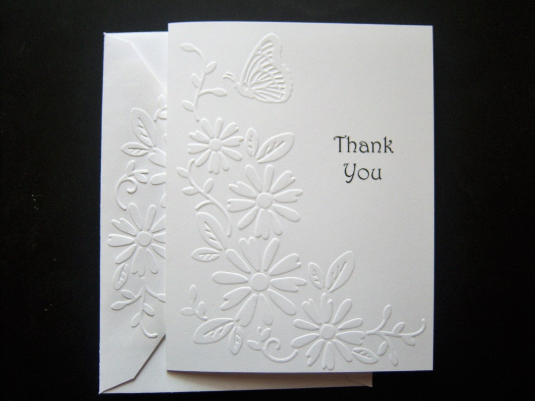 Set of 6 Embossed Daisies With Butterfly Thank You Cards - Etsy