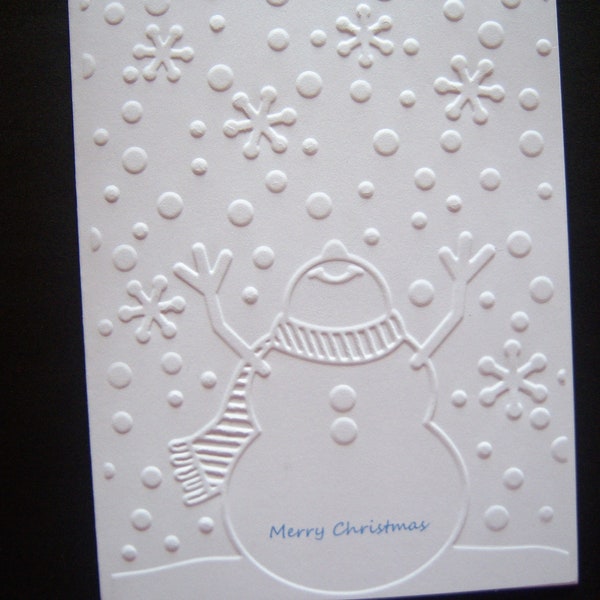 Set of Ten Embossed Snowman Christmas Cards